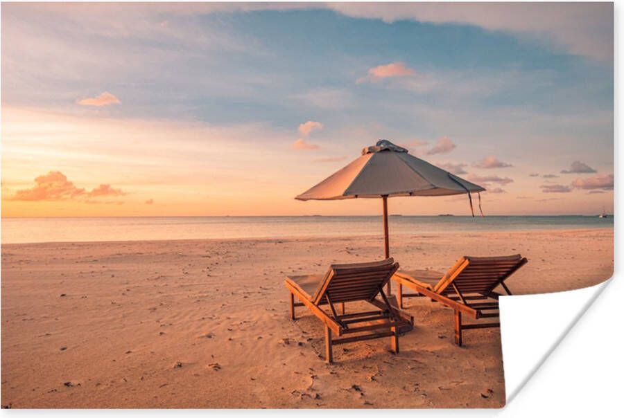 PosterMonkey Poster Strand Ligbed Parasol 120x80 cm