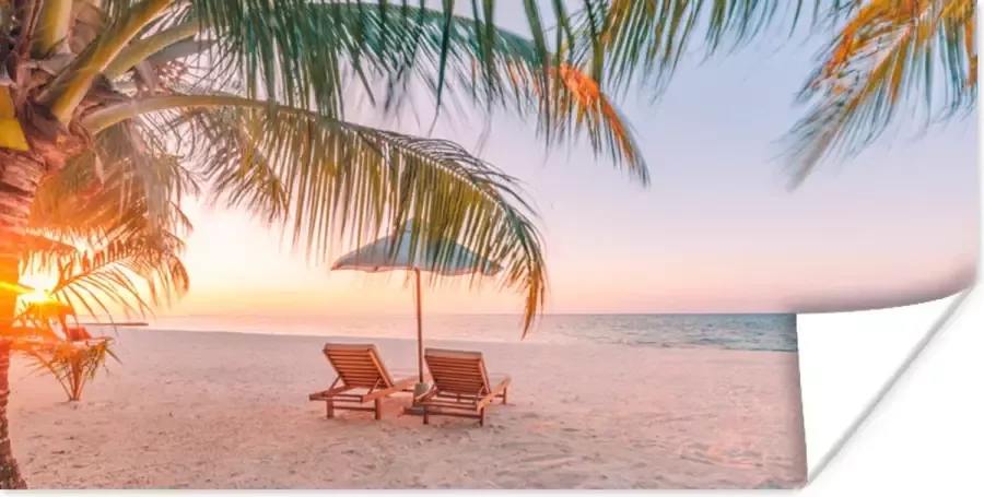 PosterMonkey Poster Strand Palmbomen Parasol 160x80 cm