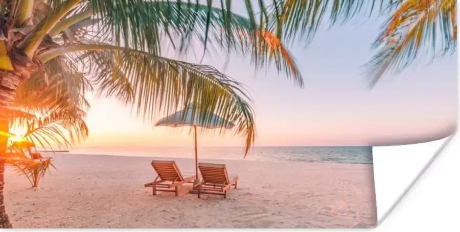 PosterMonkey Poster Strand Palmbomen Parasol 40x20 cm