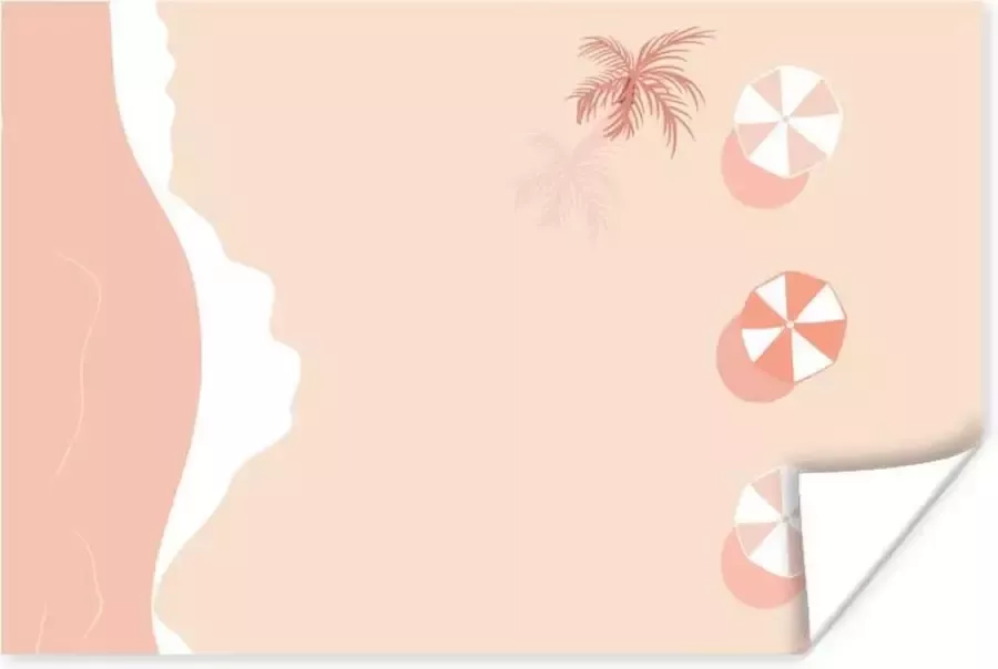 PosterMonkey Poster Strand Palmboom Parasols 120x80 cm