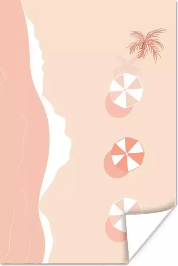 PosterMonkey Poster Strand Parasol Pastel 20x30 cm