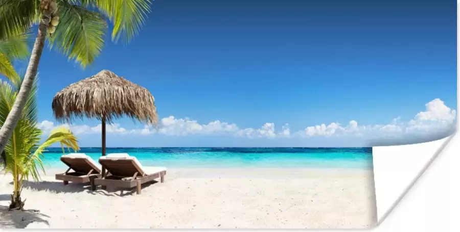 PosterMonkey Poster Strand Parasol Zee 160x80 cm