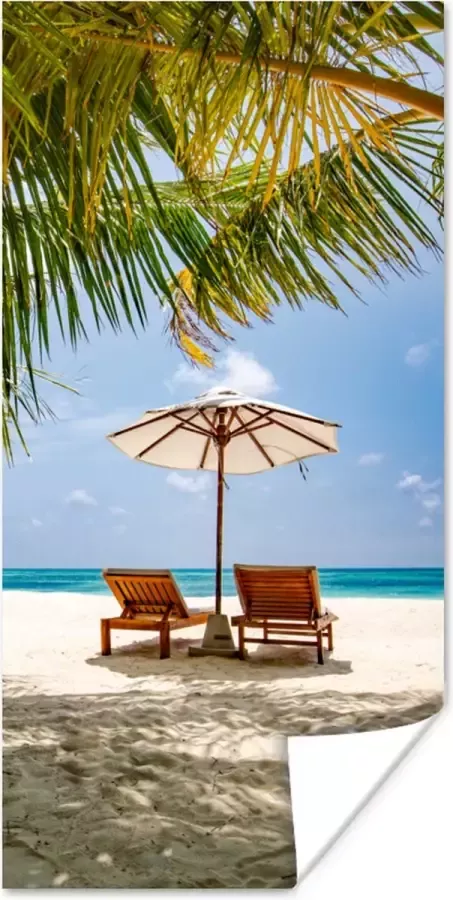 PosterMonkey Poster Strand Strandstoel Parasol 40x80 cm