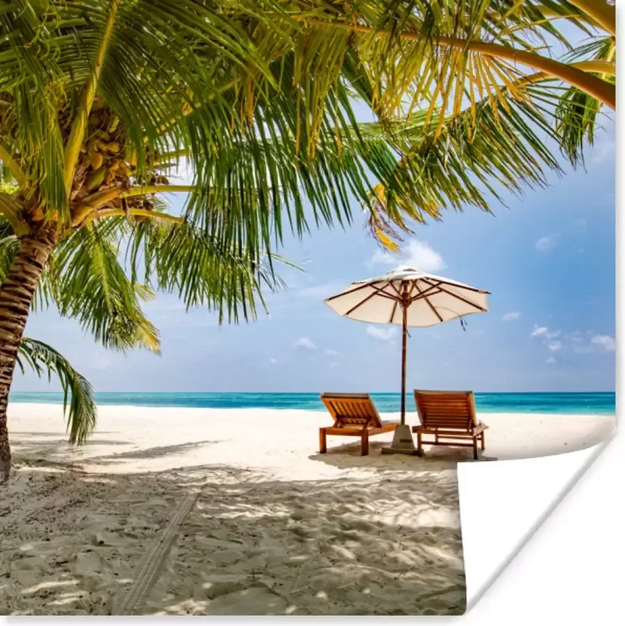 PosterMonkey Poster Strand Strandstoel Parasol 75x75 cm