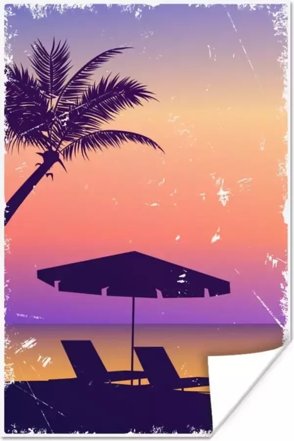 PosterMonkey Poster Strandstoel Parasol Lucht Zomer 40x60 cm