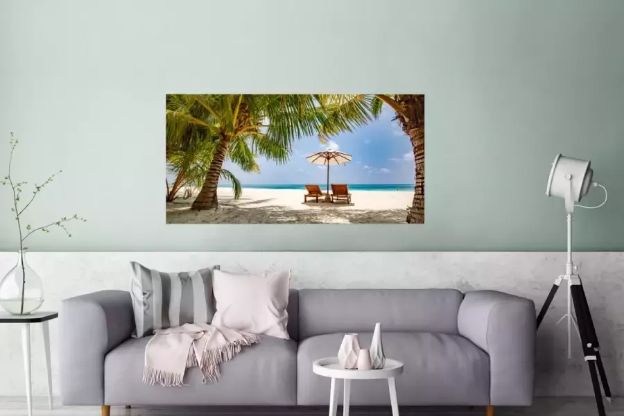 PosterMonkey Poster Strandstoel Parasol Palmboom 120x60 cm - Foto 2
