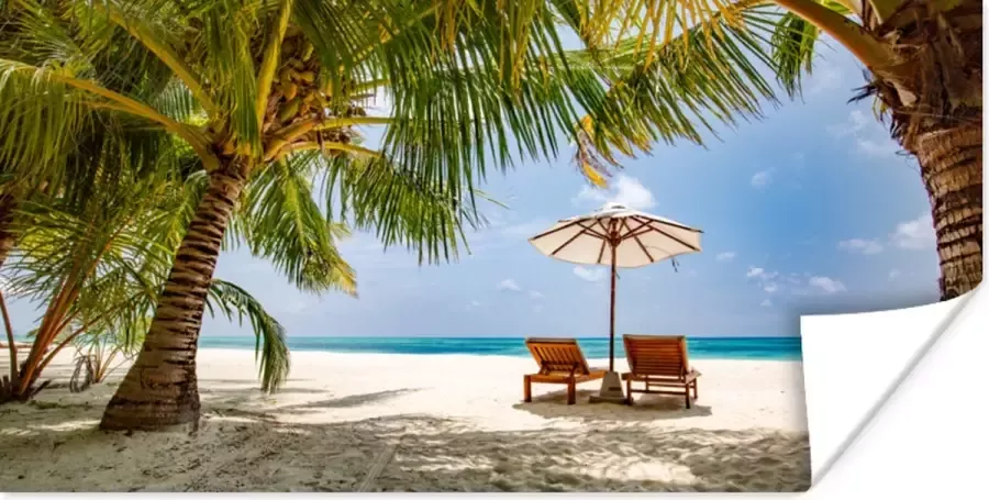 PosterMonkey Poster Strandstoel Parasol Palmboom 160x80 cm