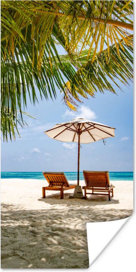 PosterMonkey Poster Strandstoel Parasol Palmboom 20x40 cm