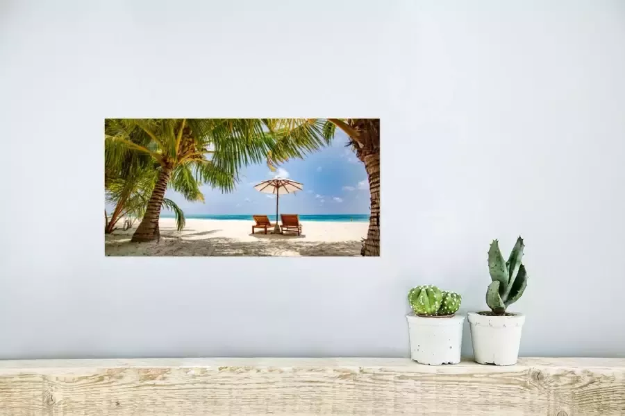 PosterMonkey Poster Strandstoel Parasol Palmboom 40x20 cm - Foto 2
