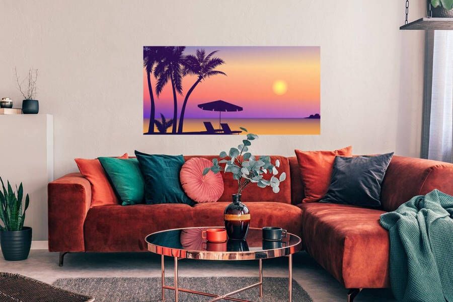 PosterMonkey Poster Strandstoel Parasol Zomer Illustratie 120x60 cm