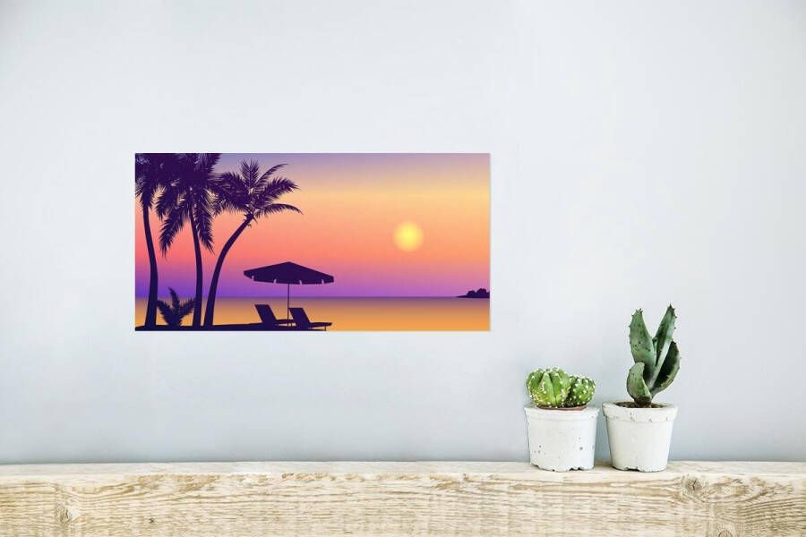 PosterMonkey Poster Strandstoel Parasol Zomer Illustratie 40x20 cm