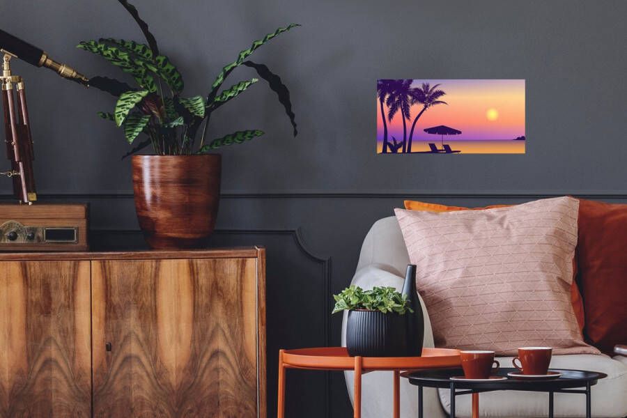 PosterMonkey Poster Strandstoel Parasol Zomer Illustratie 40x20 cm - Foto 2