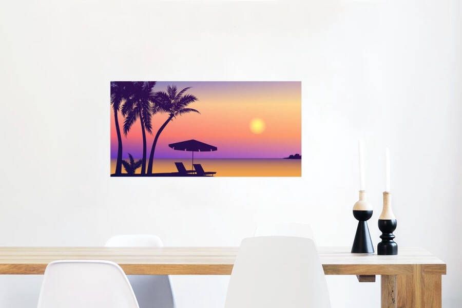 PosterMonkey Poster Strandstoel Parasol Zomer Illustratie 80x40 cm