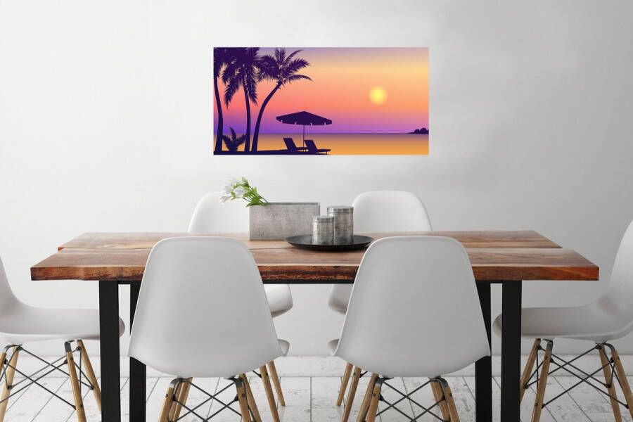 PosterMonkey Poster Strandstoel Parasol Zomer Illustratie 80x40 cm - Foto 2