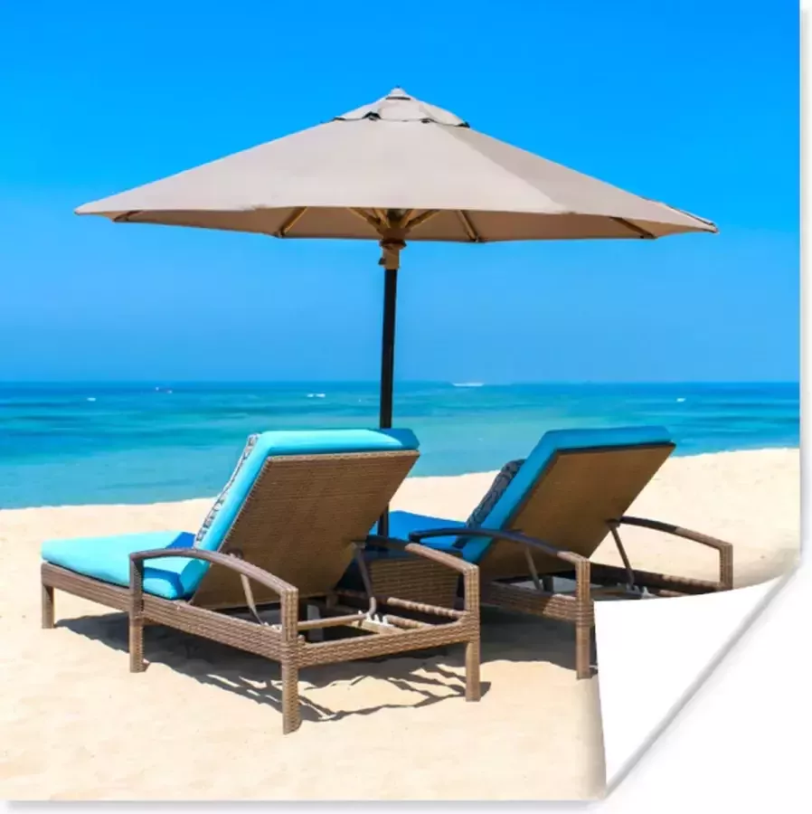 PosterMonkey Poster Strandstoel Parasol Zomer Zee 100x100 cm XXL