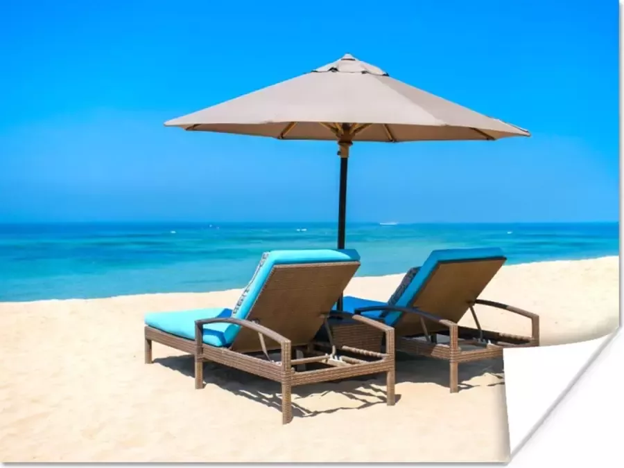 PosterMonkey Poster Strandstoel Parasol Zomer Zee 120x90 cm
