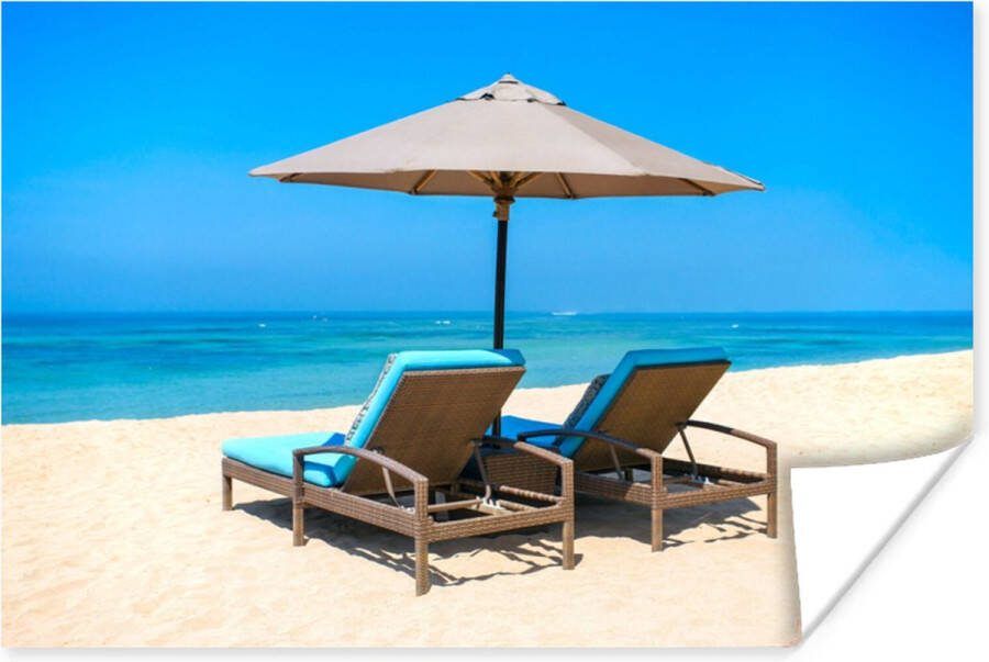 PosterMonkey Poster Strandstoel Parasol Zomer Zee 180x120 cm XXL