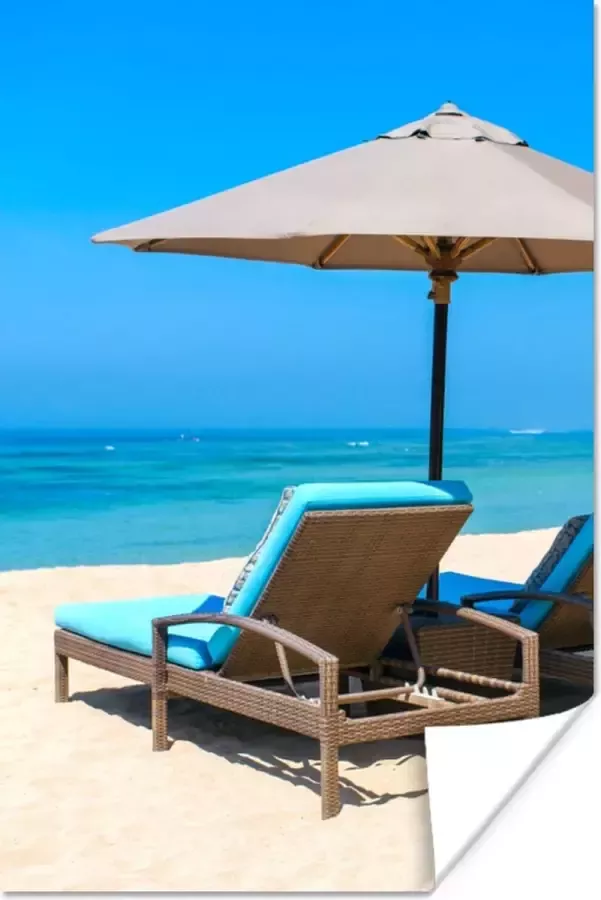 PosterMonkey Poster Strandstoel Parasol Zomer Zee 20x30 cm