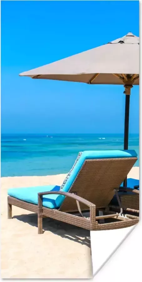 PosterMonkey Poster Strandstoel Parasol Zomer Zee 60x120 cm