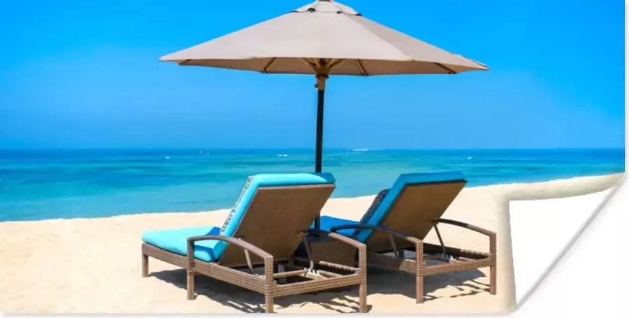 PosterMonkey Poster Strandstoel Parasol Zomer Zee 80x40 cm