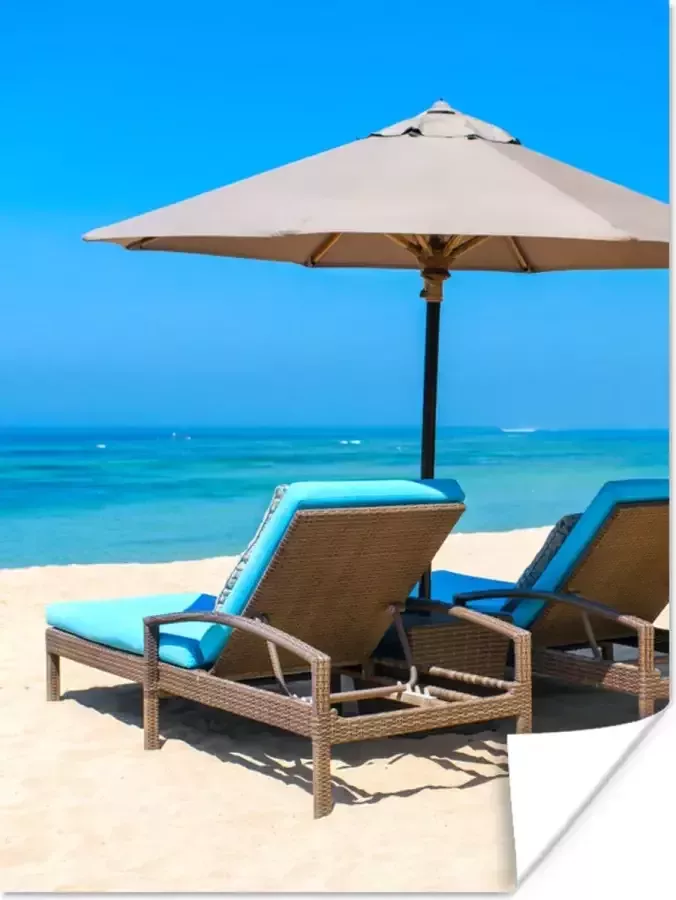 PosterMonkey Poster Strandstoel Parasol Zomer Zee 90x120 cm