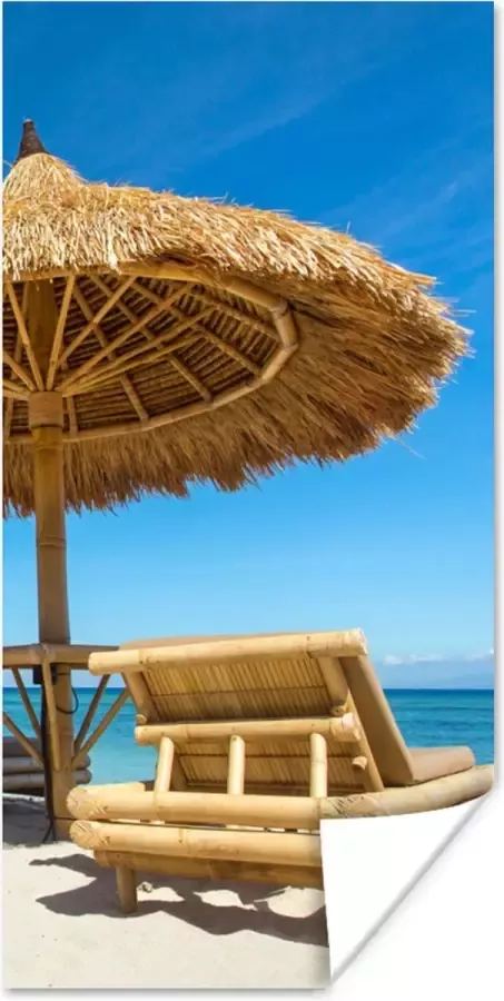 PosterMonkey Poster Strandstoel Strand Parasol Zee Zomer 40x80 cm