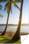 PosterMonkey Twee palmbomen op het strand met een hangmat Poster 120x180 cm Foto print op Poster (wanddecoratie woonkamer slaapkamer) Zee en Strand XXL Groot formaat! - Thumbnail 1