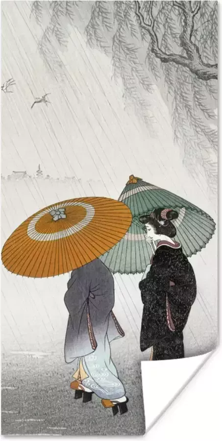 Poster 80x160 cm Vrouwen Kimono Parasol Japan Vintage Posters Kamer decoratie Wanddecoratie woonkamer Muurdecoratie slaapkamer