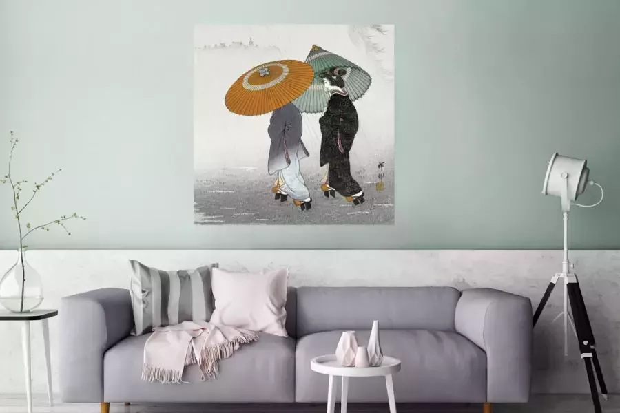 PosterMonkey Poster Vrouwen Parasol Kimono Japandi Vintage 75x75 cm - Foto 2