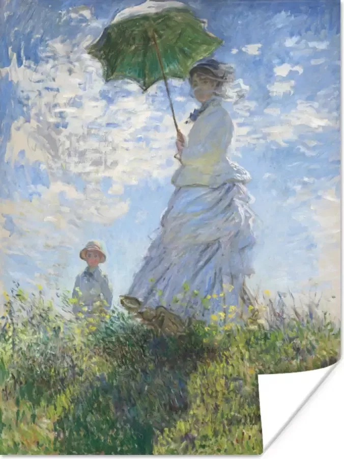 PosterMonkey Poster Woman with a parasol schilderij van Claude Monet 120x160 cm XXL