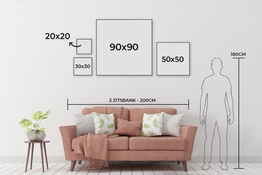 PosterMonkey Poster Zee Strand Parasols Blauw Zomer 100x100 cm XXL