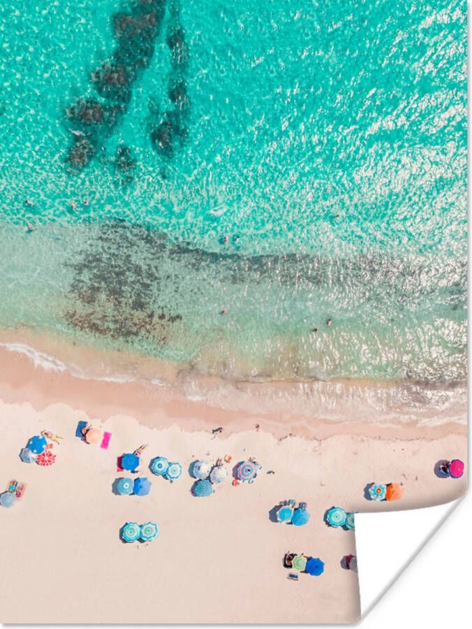 PosterMonkey Poster Zee Strand Zomer Parasols Blauw 180x120 cm XXL - Foto 2