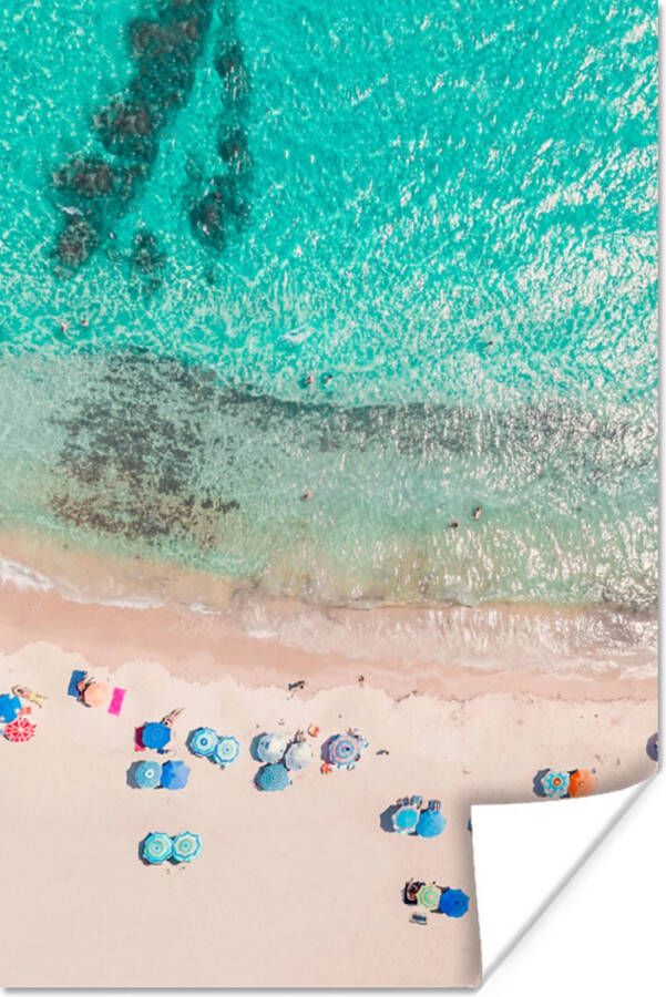 PosterMonkey Poster Zee Strand Zomer Parasols Blauw 180x120 cm XXL - Foto 3