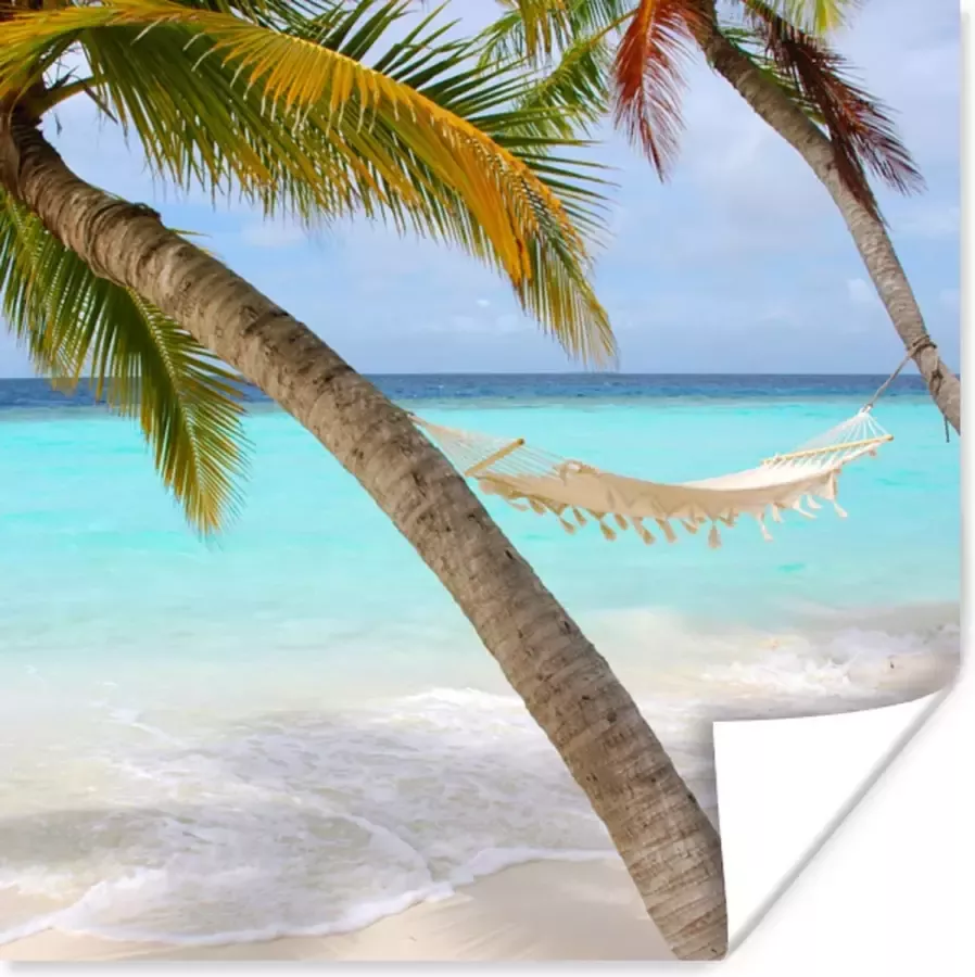 PosterMonkey Poster Zomer Palmboom Hangmat 100x100 cm XXL