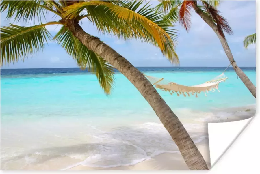 PosterMonkey Poster Zomer Palmboom Hangmat 30x20 cm
