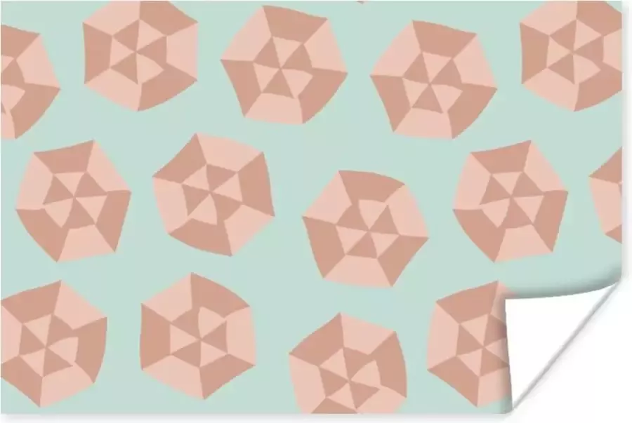 PosterMonkey Poster Zomer Parasols Lichtblauw 90x60 cm