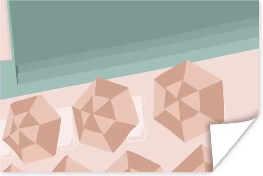 PosterMonkey Poster Zomer Parasols Strand Zee 90x60 cm