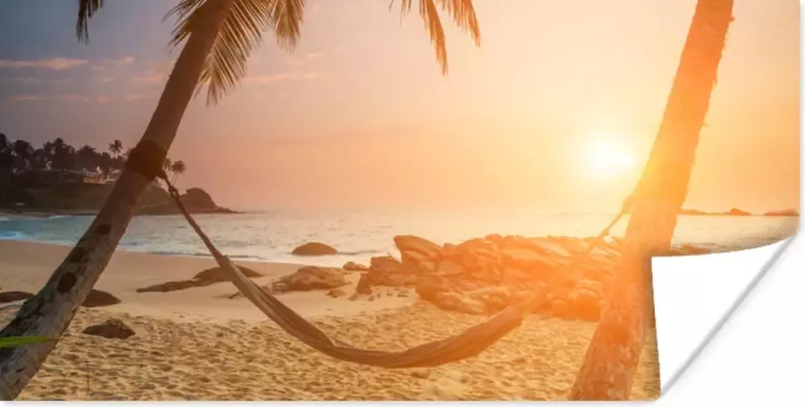 PosterMonkey Poster Zomer Zonsondergang Hangmat 120x60 cm