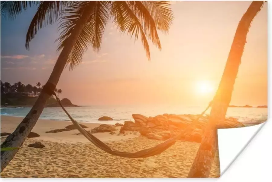 PosterMonkey Poster Zomer Zonsondergang Hangmat 30x20 cm