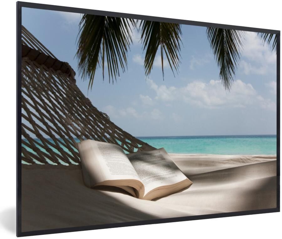 Poster in lijst Fotolijst 30x20 cm Posters Hangmat Boek Strand Posterlijst zwart Decoratie Wanddecoratie woonkamer Muurdecoratie slaapkamer - Foto 2