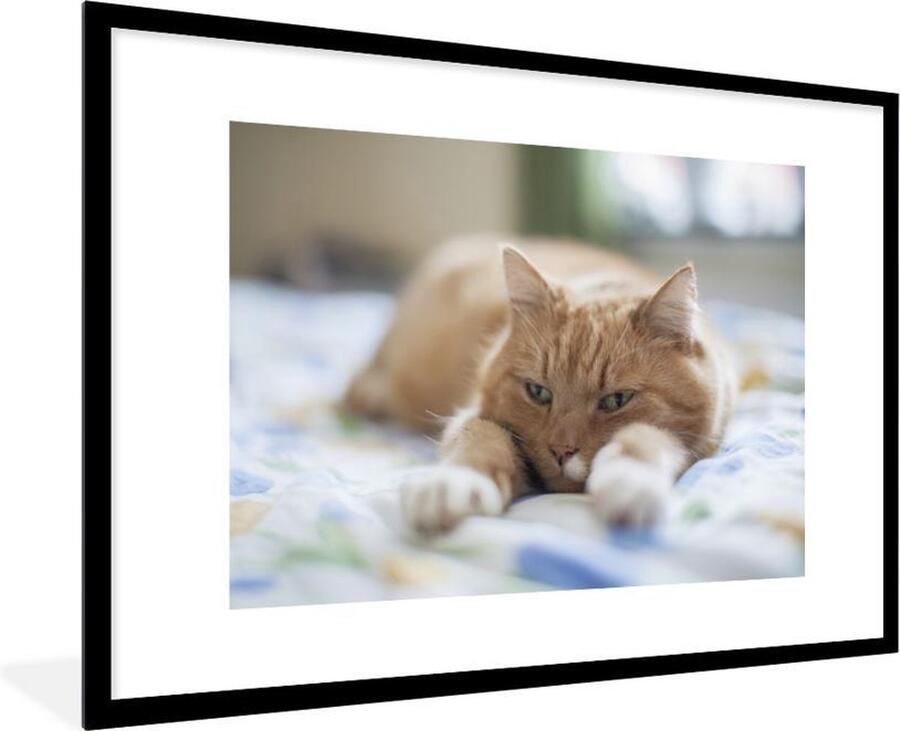 Poster in lijst Fotolijst 120x80 cm Posters Kat Bed Bedsprei Meisjes Kinderen Jongens Kind Posterlijst zwart Decoratie Wanddecoratie woonkamer Muurdecoratie slaapkamer - Foto 2