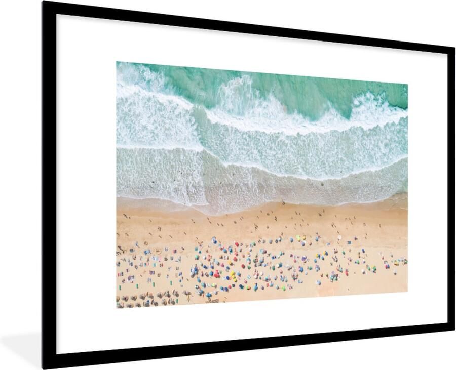 PosterMonkey Fotolijst incl. Poster Zee Strand Parasols Water Zomer 120x80 cm Posterlijst