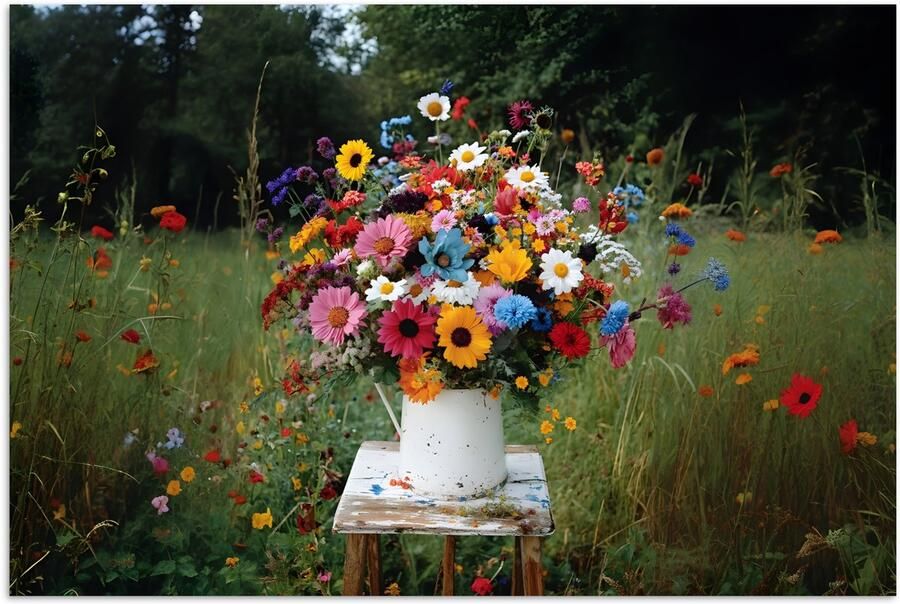 PosterMonkey Poster 30x20 cm Bloemen Krukje Gieter Veld Posters Kamer decoratie Wanddecoratie woonkamer Muurdecoratie slaapkamer