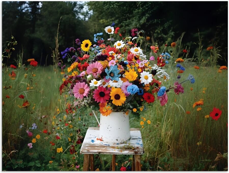 PosterMonkey Poster 160x120 cm Bloemen Krukje Gieter Veld Posters Kamer decoratie Wanddecoratie woonkamer Muurdecoratie slaapkamer XXL