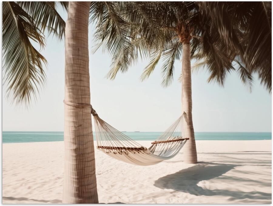 PosterMonkey Poster 160x120 cm Hangmat Palmbomen Strand Zee Posters Kamer decoratie Wanddecoratie woonkamer Muurdecoratie slaapkamer XXL