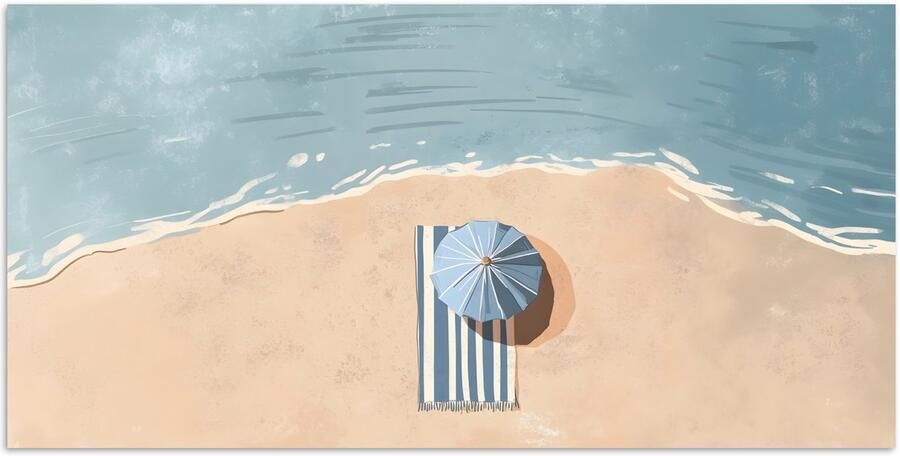 PosterMonkey Poster 150x75 cm Strandlaken Strepen Parasol Strand Posters Kamer decoratie Wanddecoratie woonkamer Muurdecoratie slaapkamer