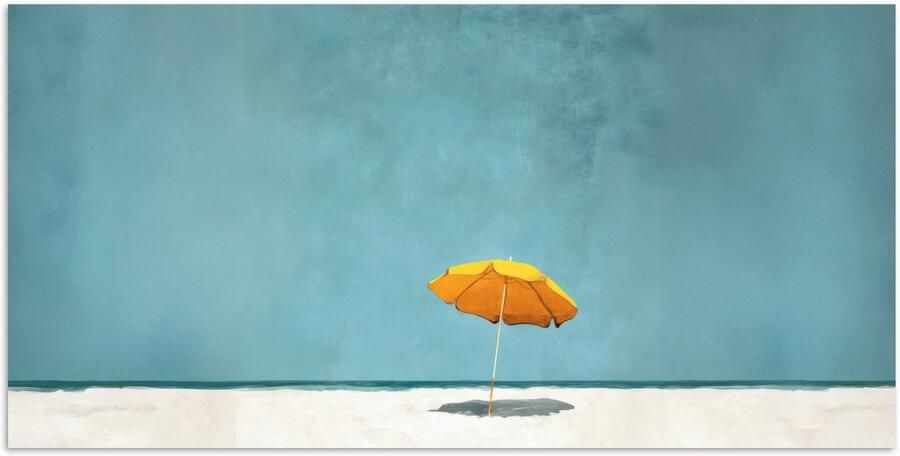 PosterMonkey Poster 40x20 cm Parasol Geel Strand Zee Posters Kamer decoratie Wanddecoratie woonkamer Muurdecoratie slaapkamer
