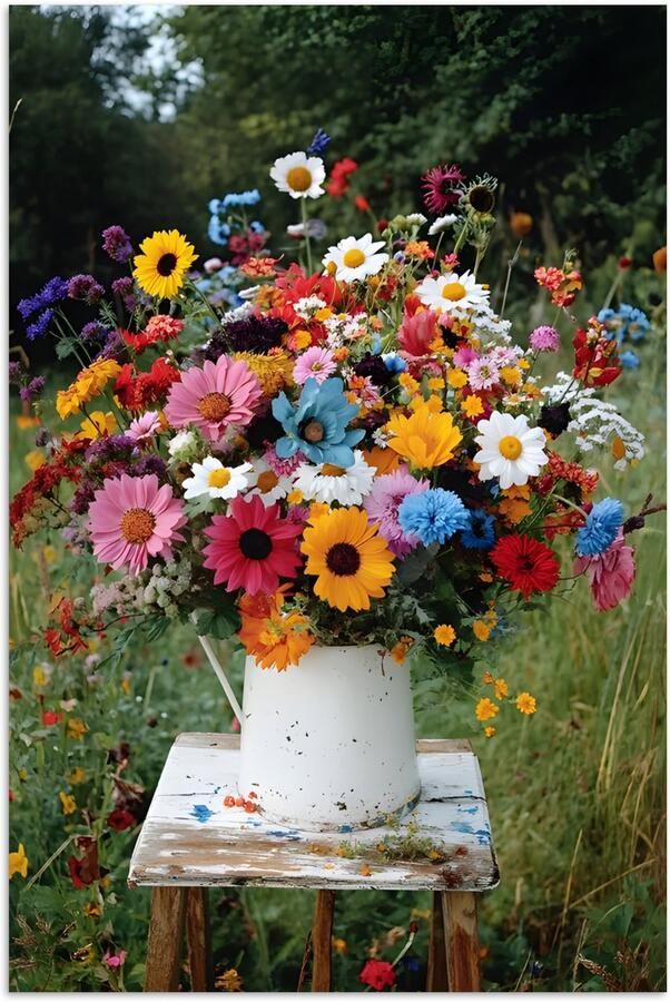 PosterMonkey Poster 20x30 cm Bloemen Krukje Gieter Veld Posters Kamer decoratie Wanddecoratie woonkamer Muurdecoratie slaapkamer