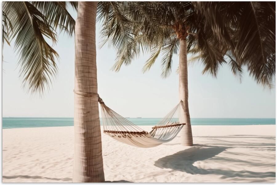 PosterMonkey Poster 180x120 cm Hangmat Palmbomen Strand Zee Posters Kamer decoratie Wanddecoratie woonkamer Muurdecoratie slaapkamer XXL