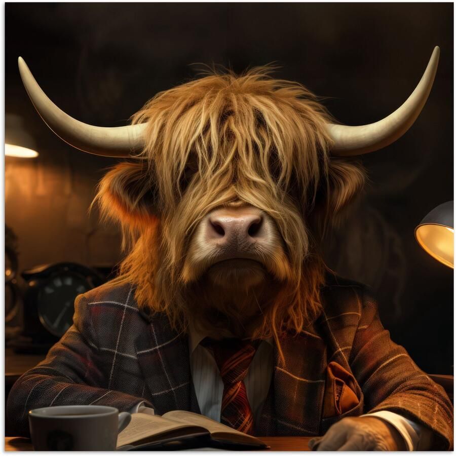 PosterMonkey Poster 50x50 cm Schotse hooglander Dier Pak Bureau Posters Kamer decoratie Wanddecoratie woonkamer Muurdecoratie slaapkamer